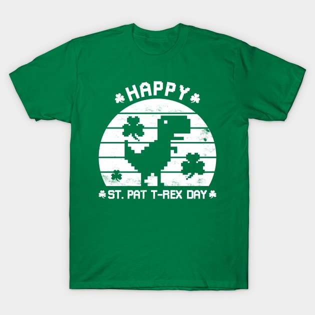 Happy St Patrex Day - St. Patrick's Day Dino (White Distressed) T-Shirt by yoveon